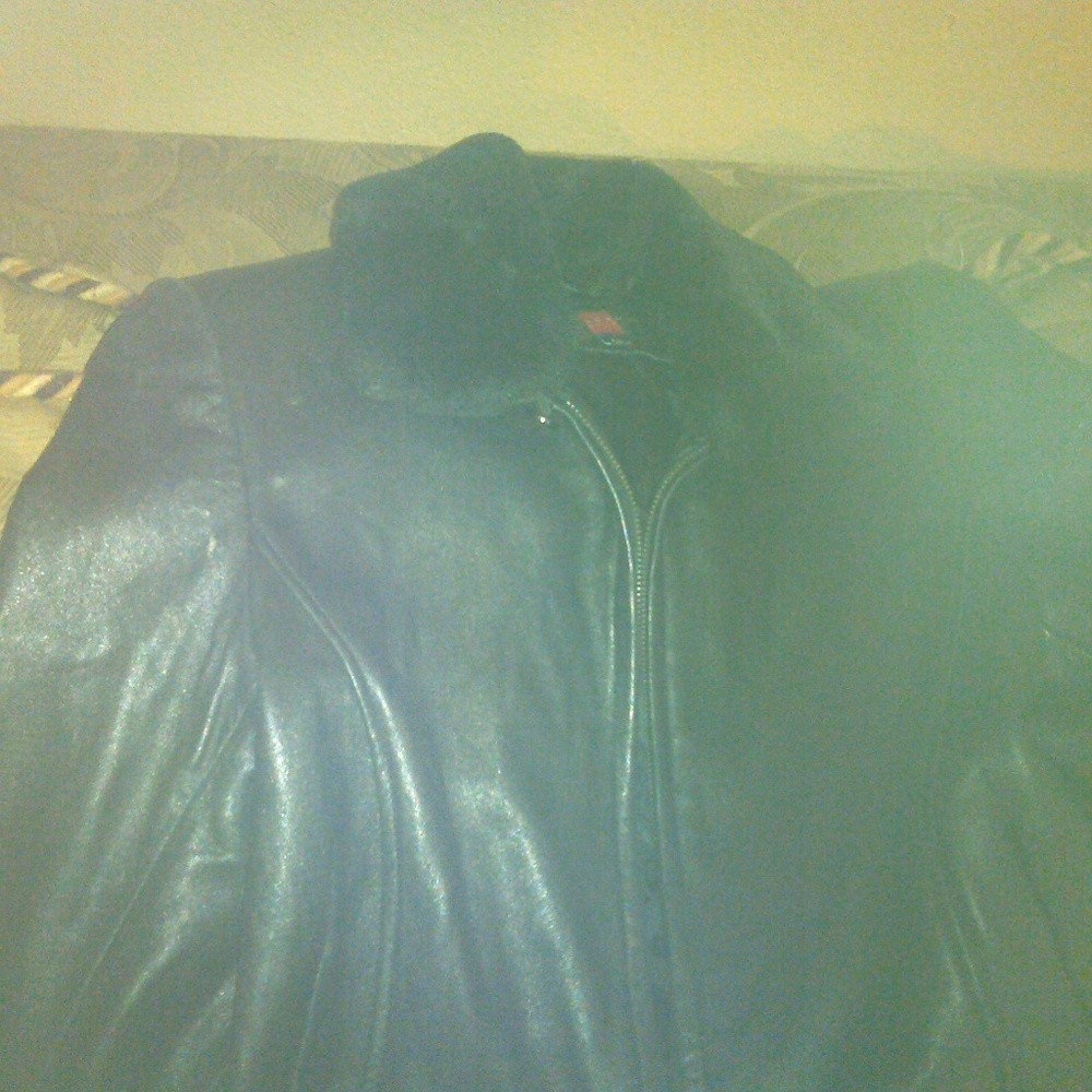 Black leather coat